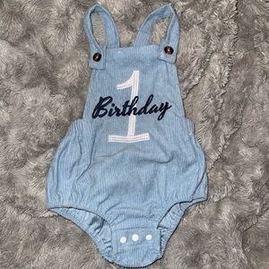 Blue Birthday Baby Romper